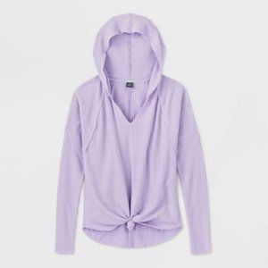 Purple Waffle Knit Long Sleeve Hood Shirt